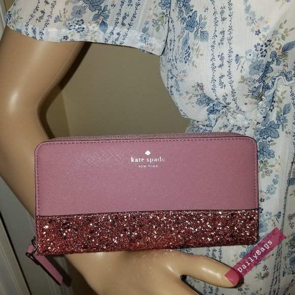 KATE SPADE NEDA GLITTER GRETA COURT PEONY WALLET - Picture 6 of 6
